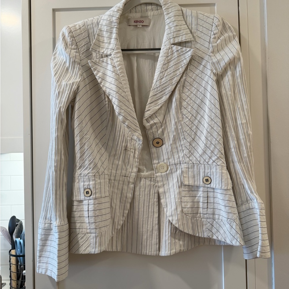 Kenzo White Pinstriped Blazer